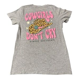 Simply Southern Light Gray T-Shirt Cowgirls Don’t Cry